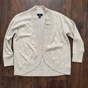 Land’s End Small Grey Speckled Open Front Cashmere Cardigan Sweater